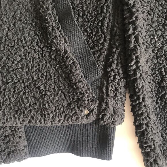 prAna Polar Escape Womens Size M Black Sherpa Fleece Reversible Bomber Jacket - Picture 4 of 8